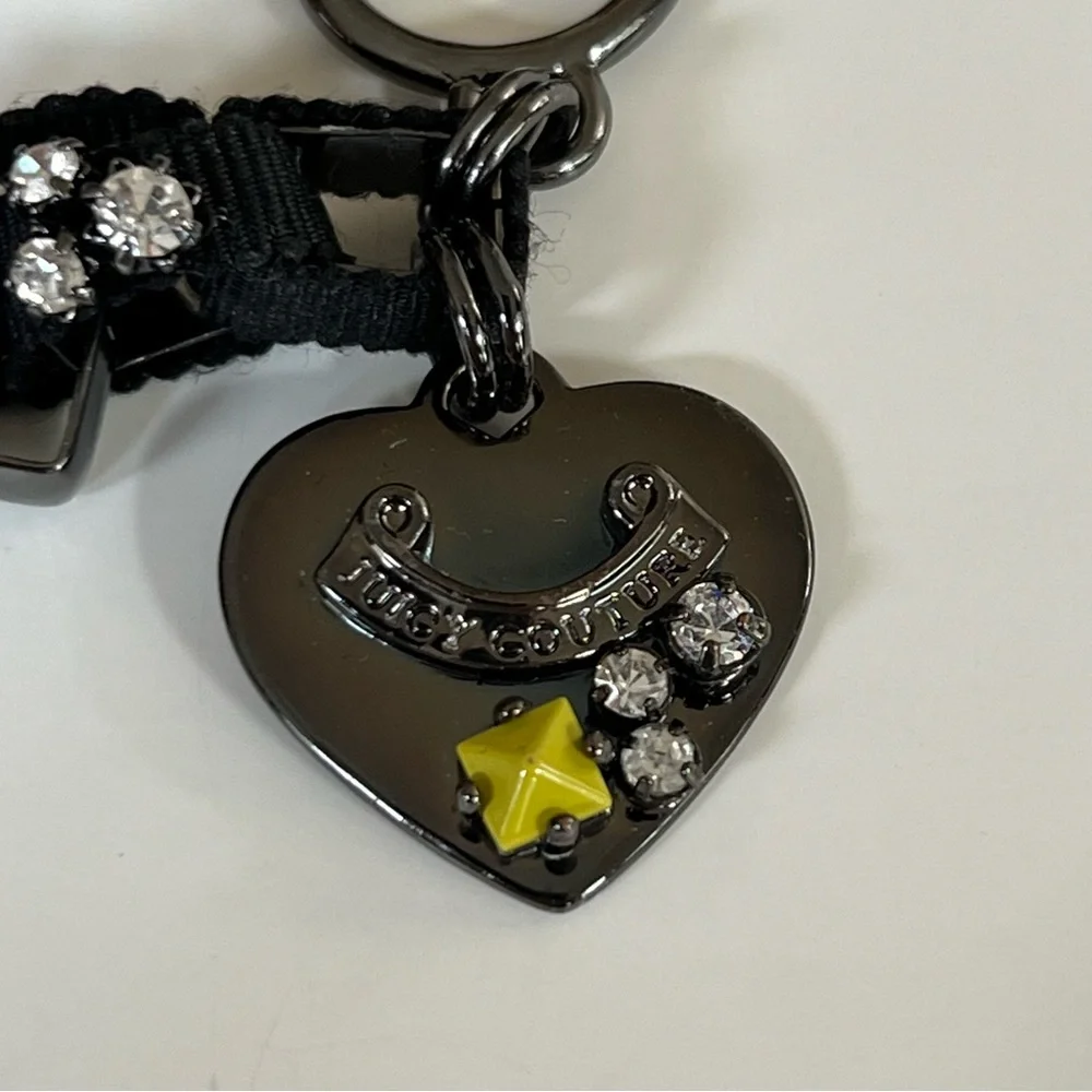 NWOT Juicy Couture Hematite Toggle Bracelet w/ Ribbon, Crystals, & Neon Studs